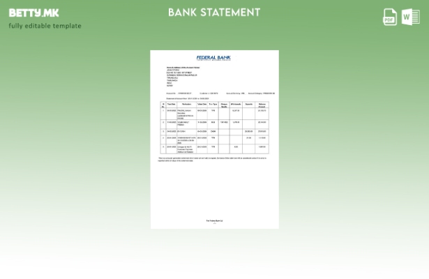 модерен стил Индија Федерален банкарски извод на сметката шаблон за верзија на з